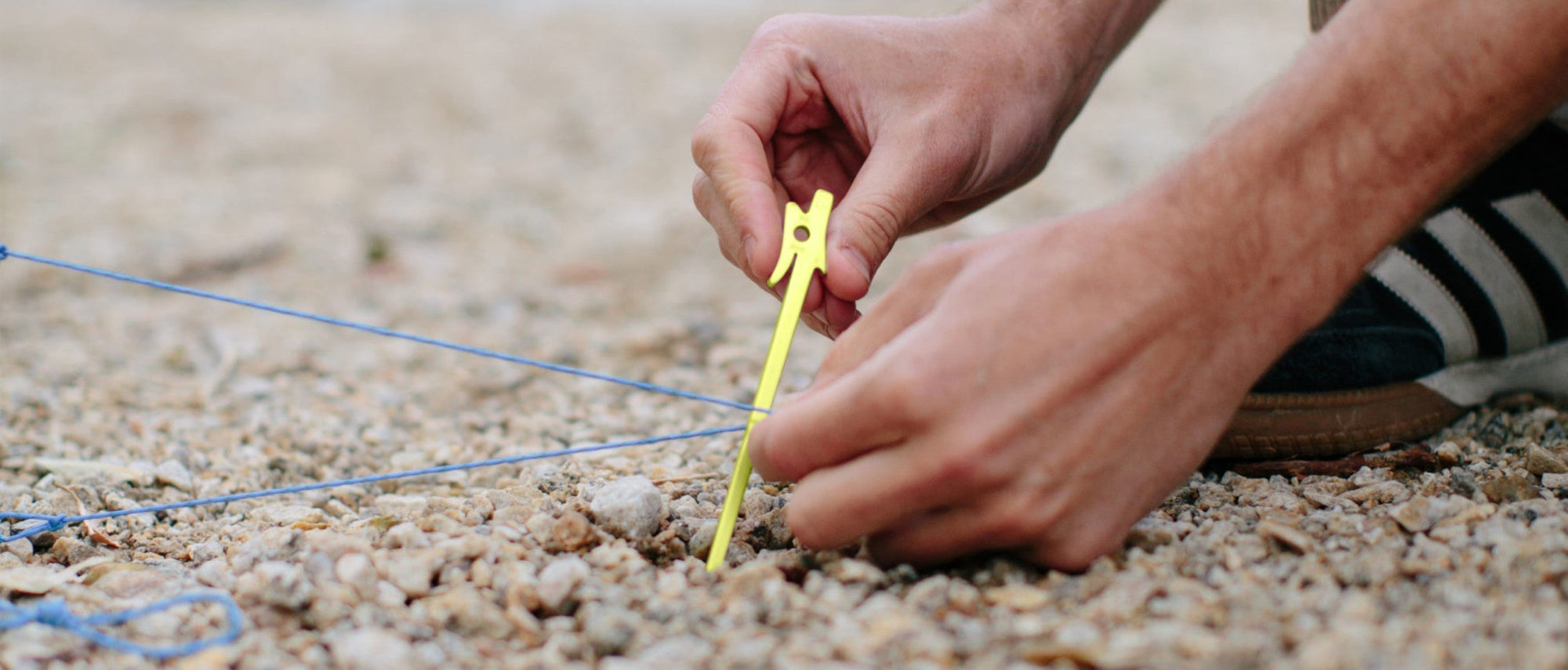 Inserting a NEMO Airpin – an evolution of the tried and tested needle stake design – into stony ground.